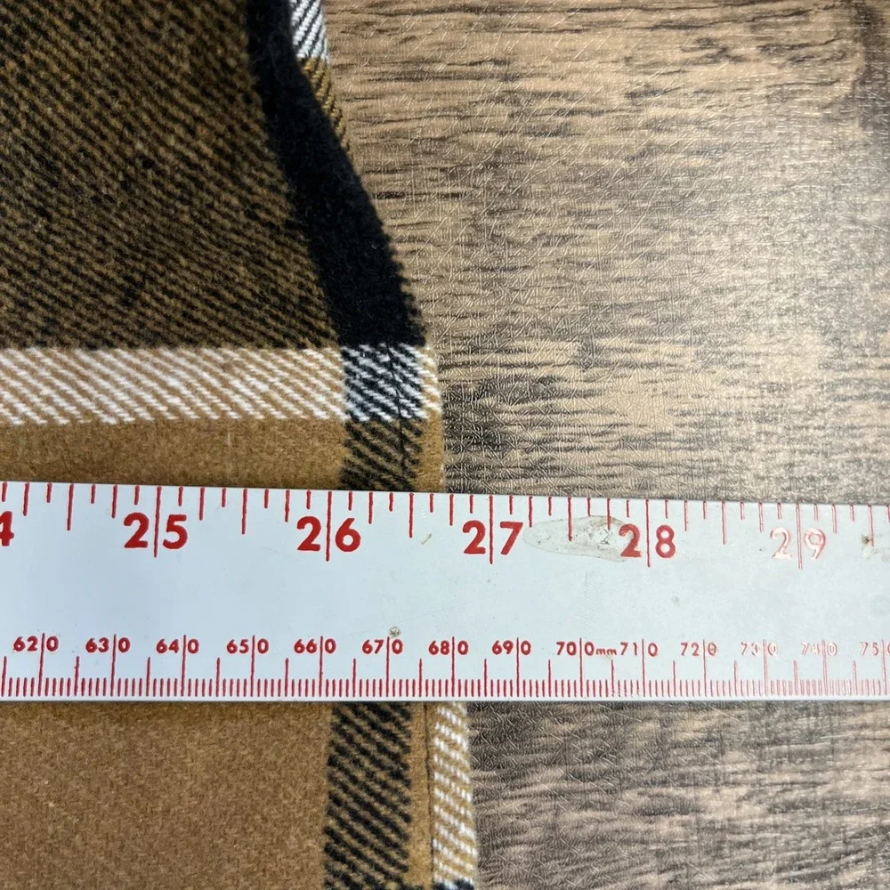 SHEIN Women's LUNE Button Front Plaid‎ Print Drop Shoulder Shirt AN3 Brown Small - Picture 6 of 6